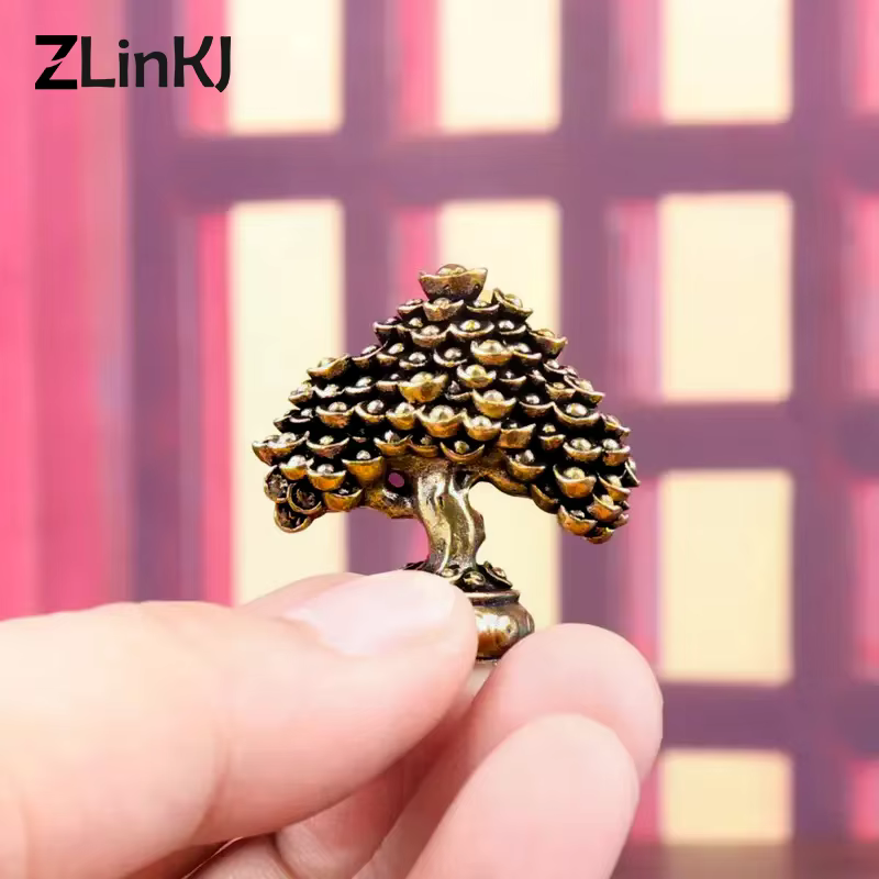 Figurines Feng Shui d'arbre de richesse chinoise en laiton