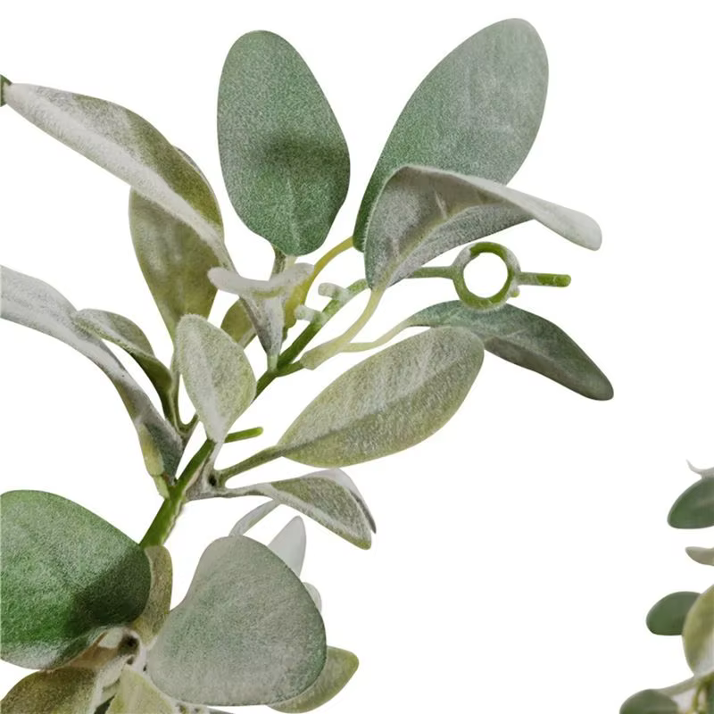 Guirlande artificielle ABKJ-5X en fausse vigne floquée effet oreilles d'agneau – 2 mètres de verdure et feuillage doux pour la décoration de cheminée de style campagnard