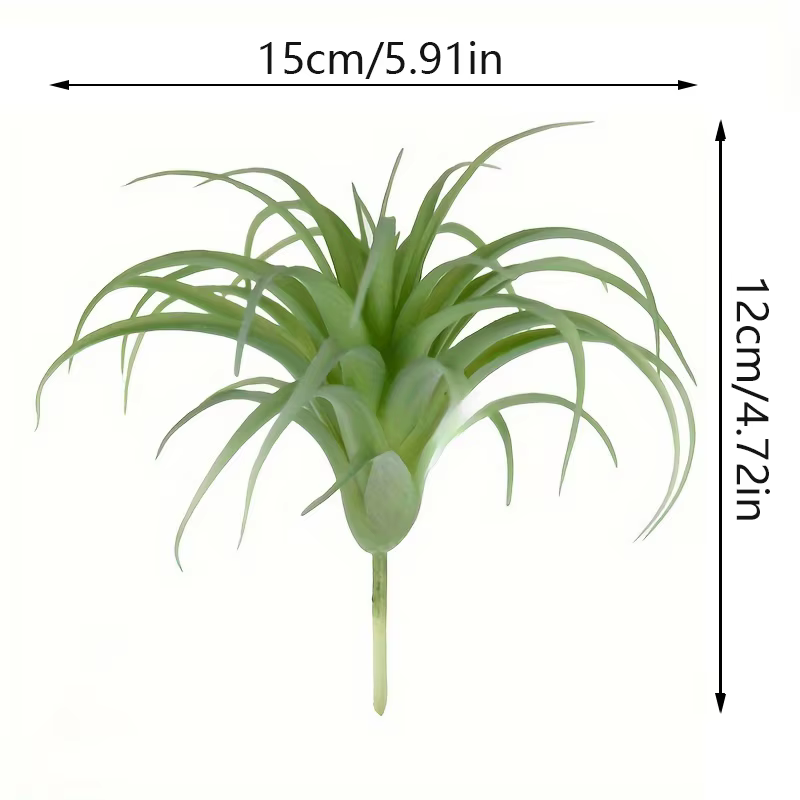 Faux Bromeliads floqués verts artificiels