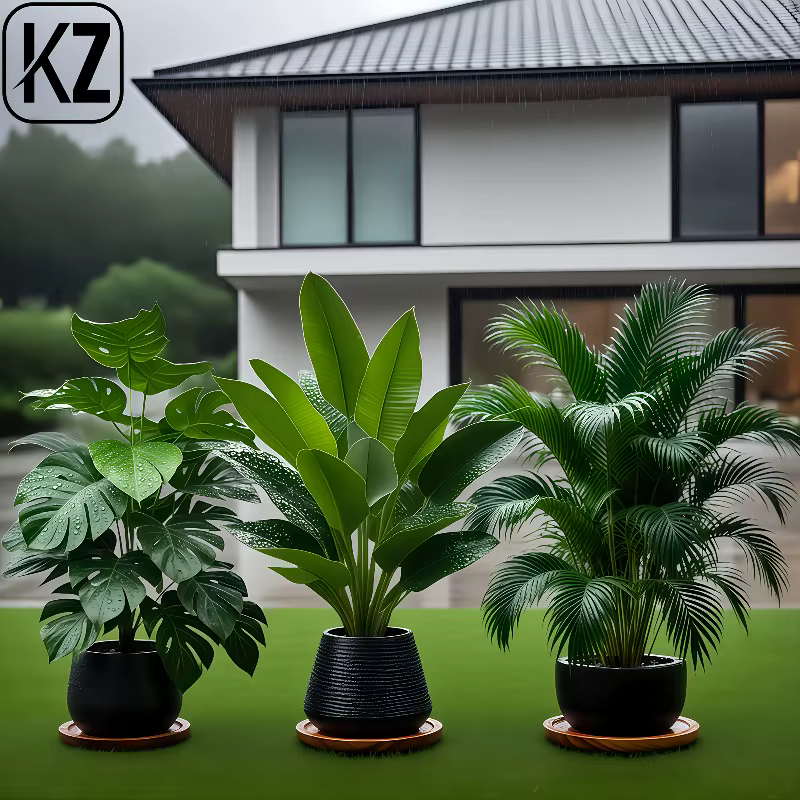Lot de 3 plantes artificielles luxuriantes : bananier