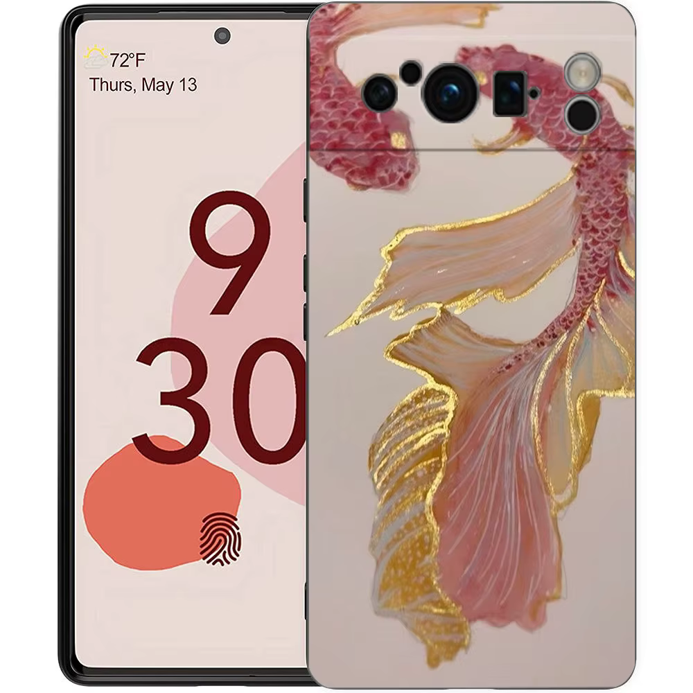 Coque de téléphone avec peinture de poisson féerique, motif floral, pour Google Pixel 10A 10 9 8 7 6 Pro XL 9A 8A 6A 7A 5G, souple, antichoc, en TPU, noire