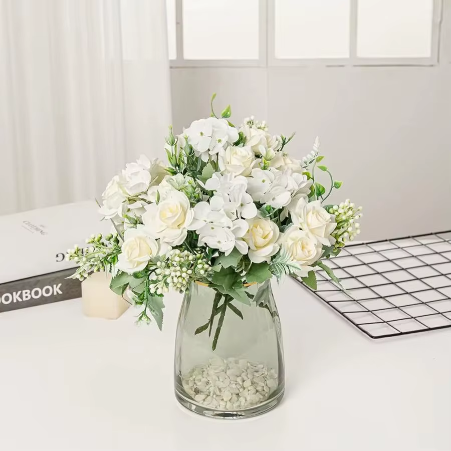 Fleur artificielle soie gardénia hortensia saint valentin mariage Bouquet de mariée maison Table Vase Festival guirlande bricolage cadeaux boîte Decora