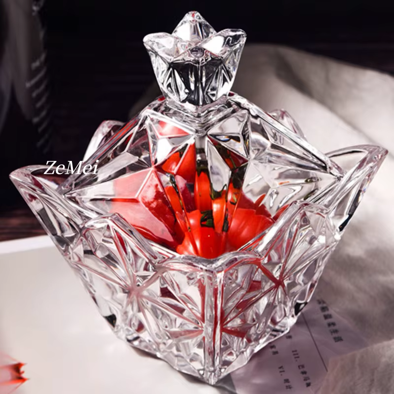 Pot à bonbons en verre de style européen en forme de diamant