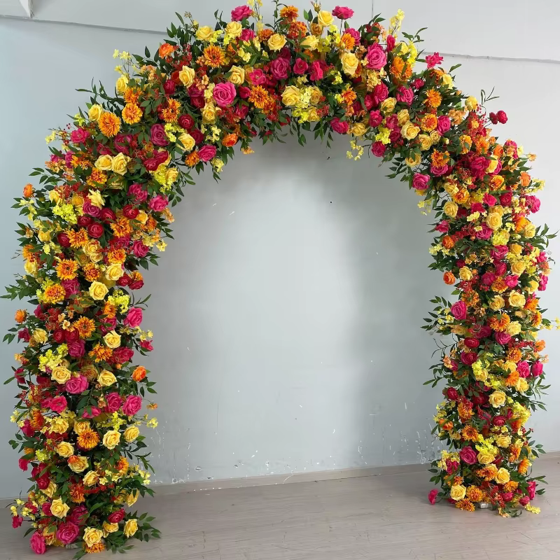 Arche de fleurs artificielles orange