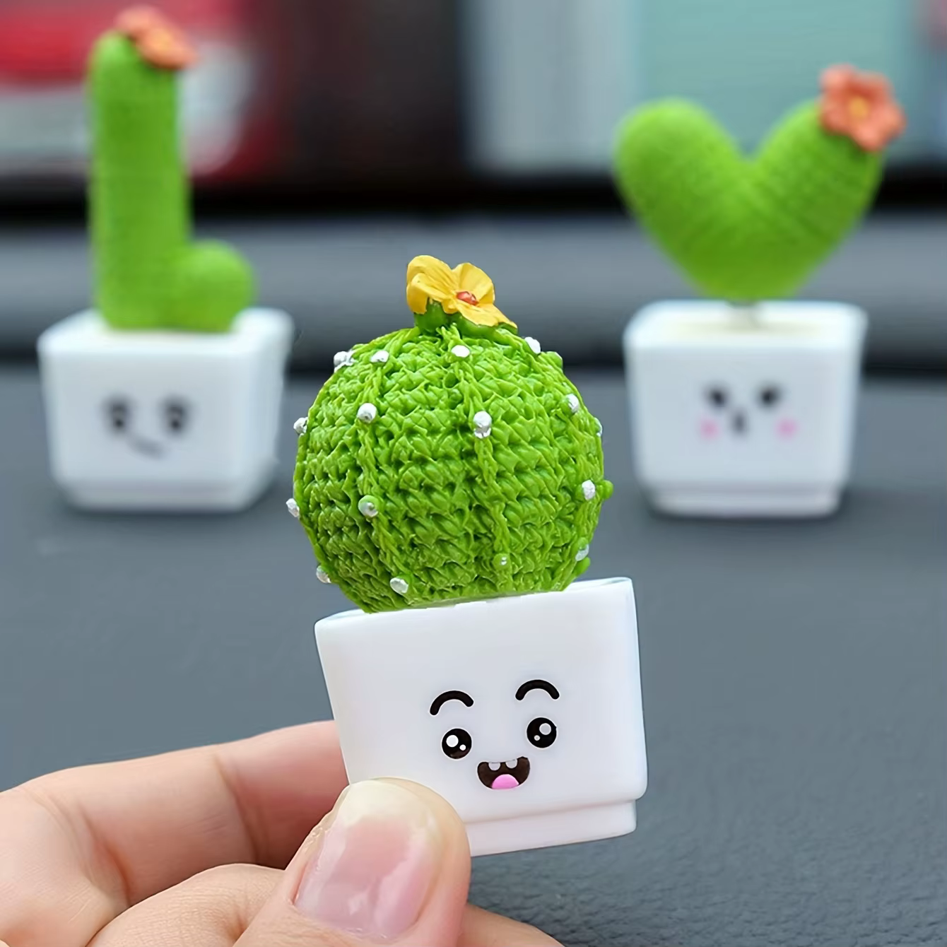 1 ensemble de Mini plante verte Cactus en résine