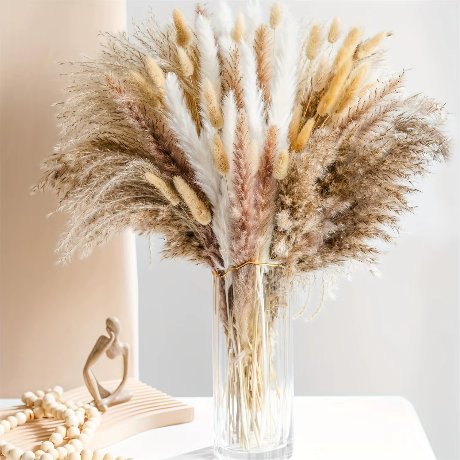 102 pièces fleurs séchées Pampas lapin queue