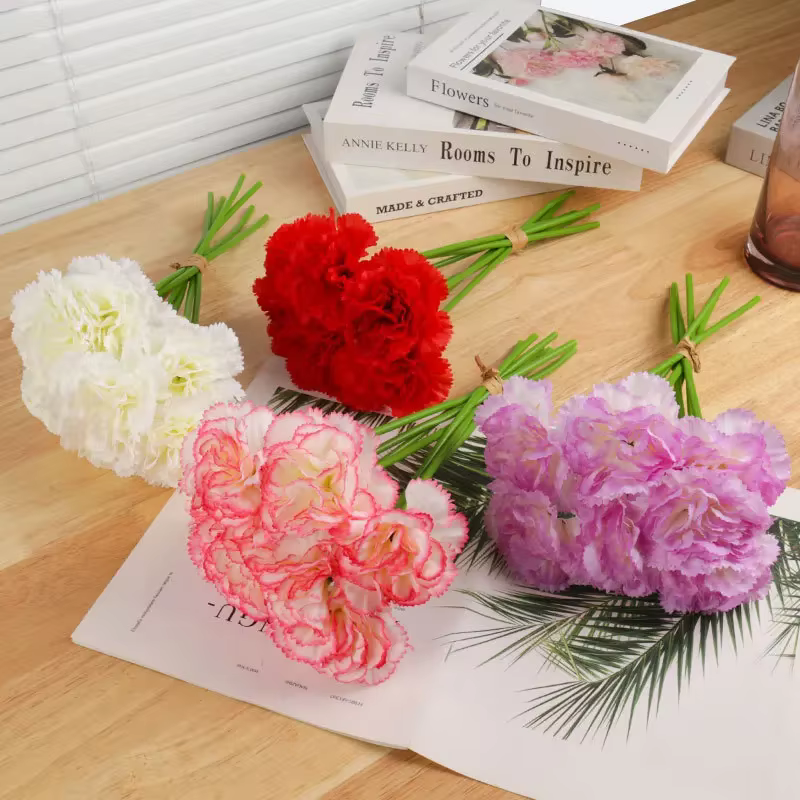 Bouquet d'œillets en soie