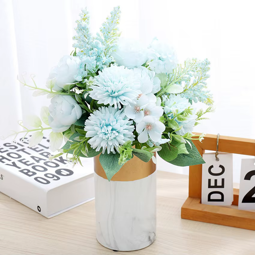 Fleurs artificielles brodées boules pivoines couronne de mariage maison chambre Table jardin extérieur décor