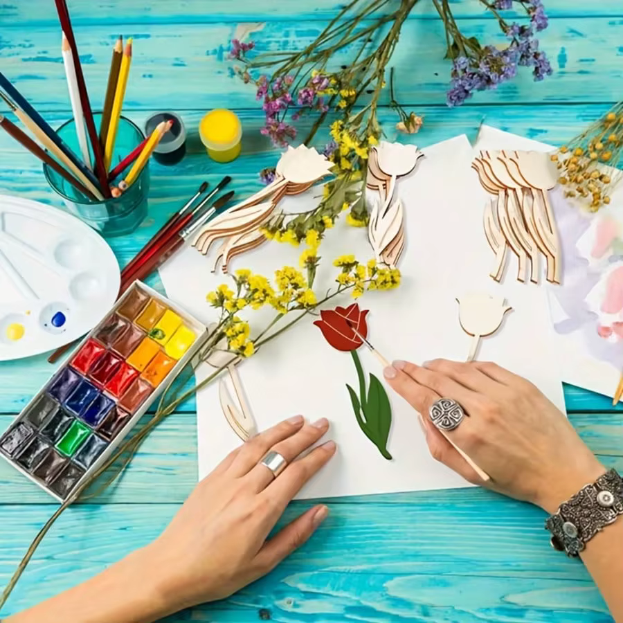 Ensemble de découpeurs de fleurs en papier de bois - Pack de 12/24/30 pièces
