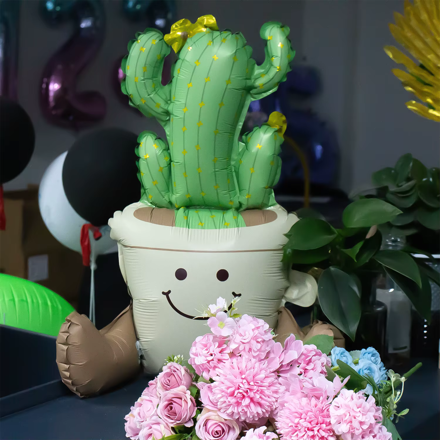 Ballon en pot de fleurs de Cactus et de tulipe mat