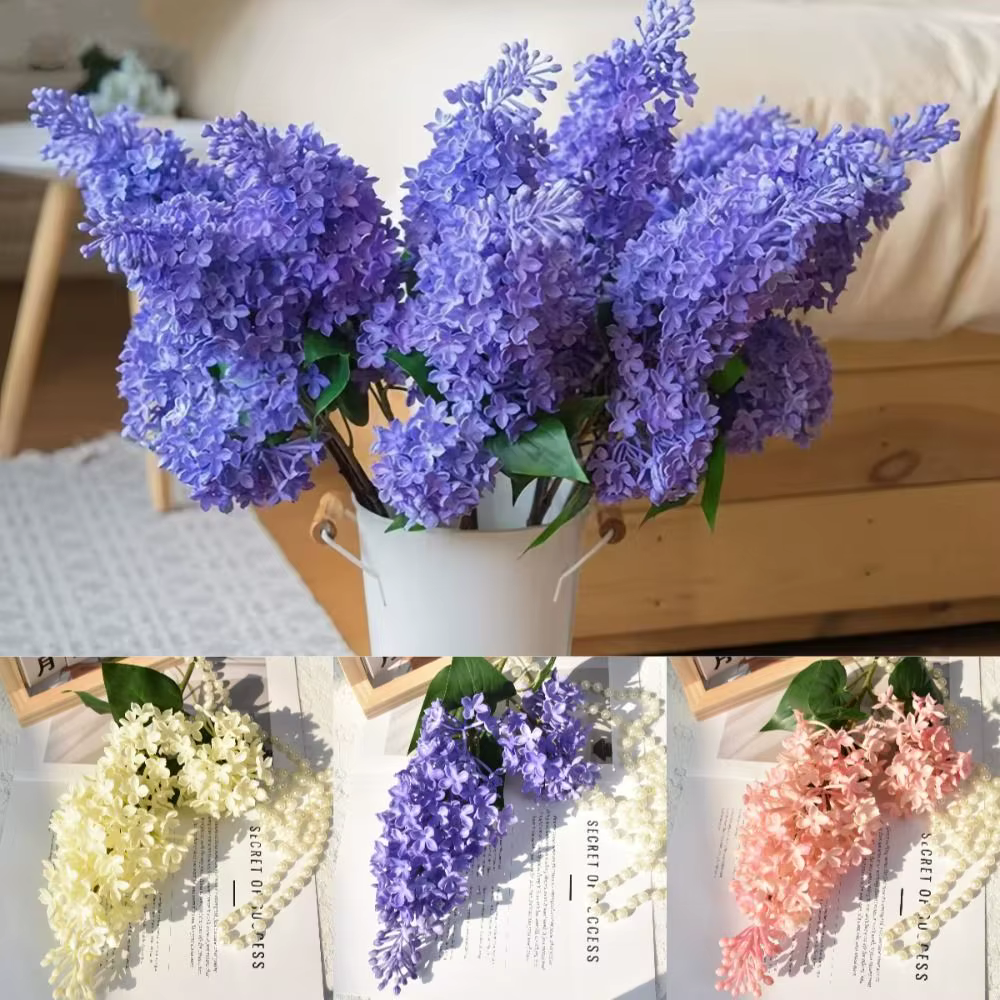 Fleur de lilas artificielle rose en silicone