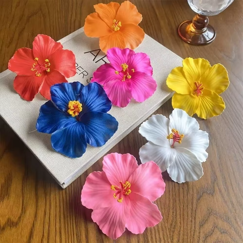 Barrettes à cheveux Hawaïennes Fleur d'œuf, Pinces à cheveux Bohèmes Romantiques, Coiffes Décoratives, Épingles à cheveux Hibiscus