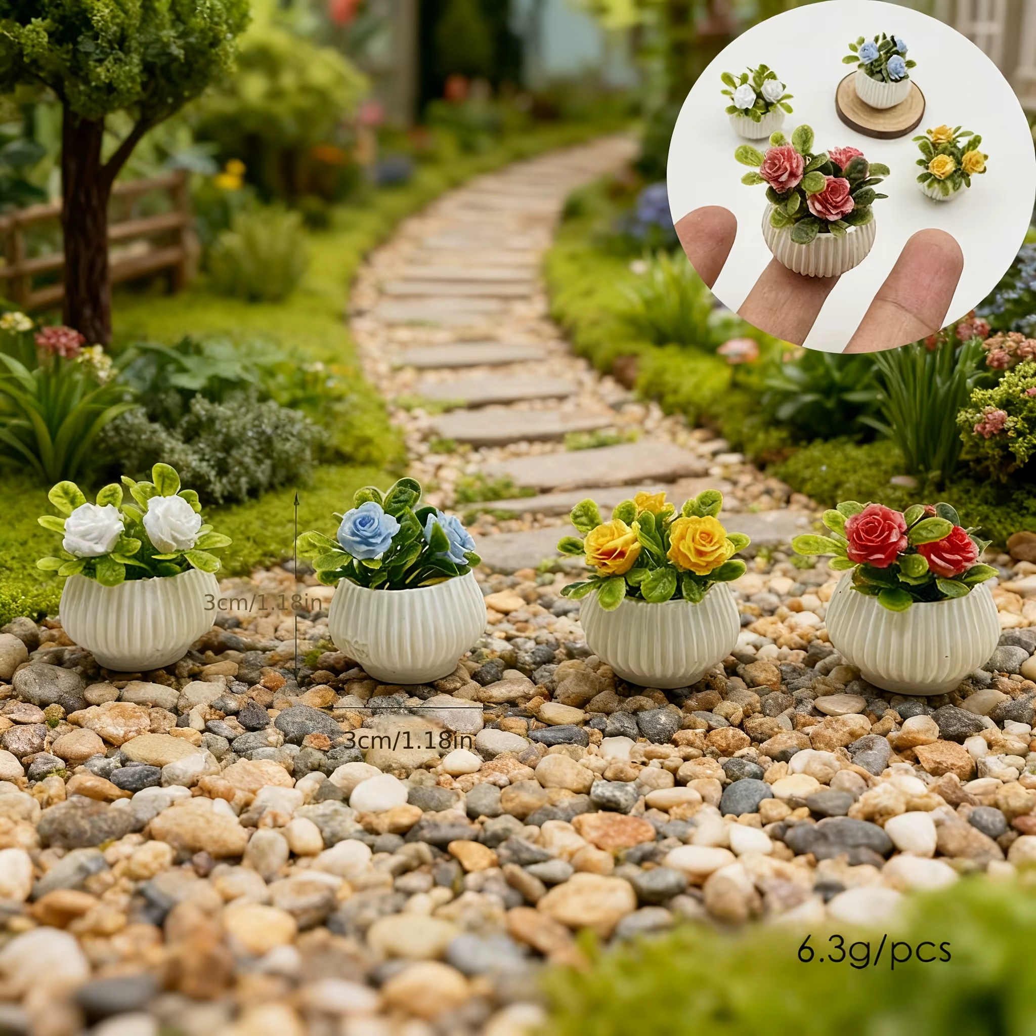Plantes miniatures en pot de roses