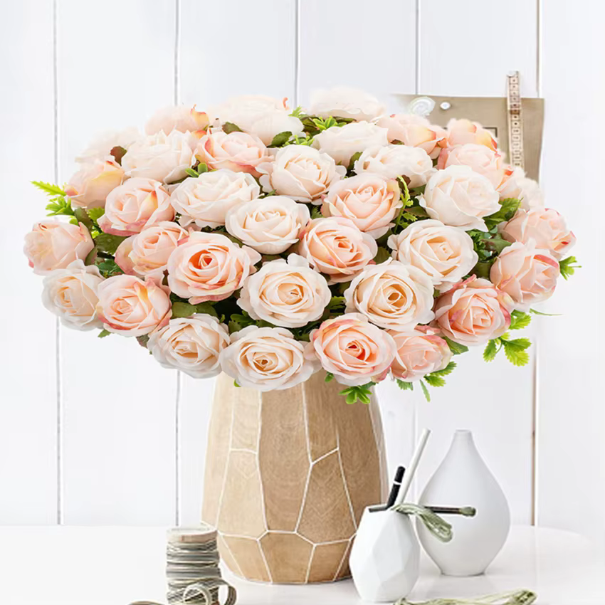 Fleurs artificielles Soie Rose Bricolage Mariage Bouque Nuptiale Jardin Roses Arche Maison Chambre Festival Décoration Couronnes Photographie Accessoires