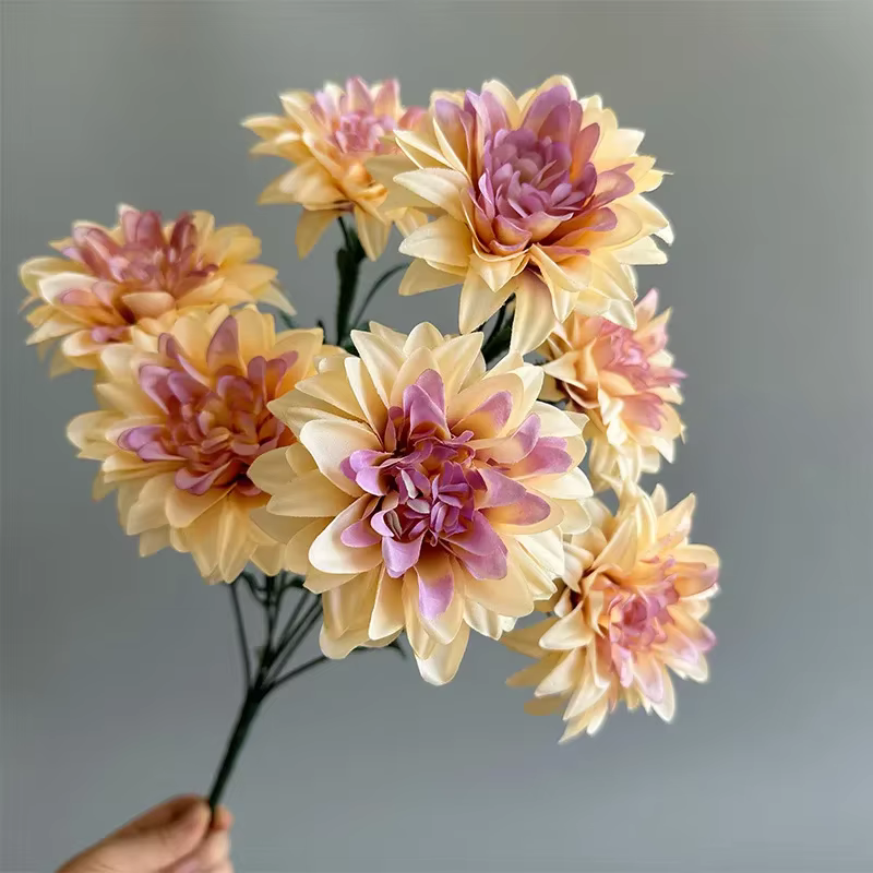 Bouquet de fleurs de Dahlia artificielles à 7 têtes