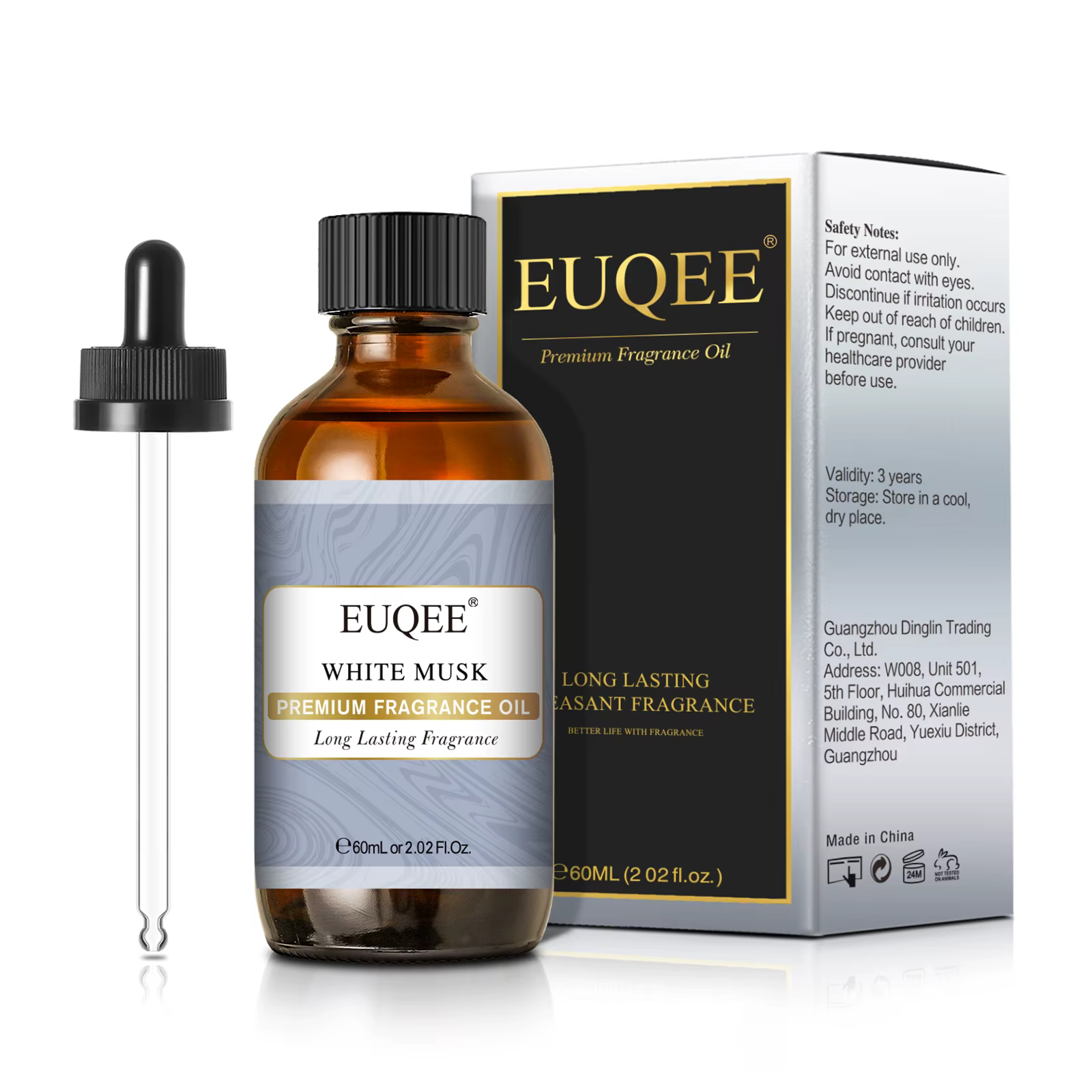 EUQEE 60ml huile parfumée série fleur pour diffuseur d'aromathérapie musc blanc noix de coco vanille