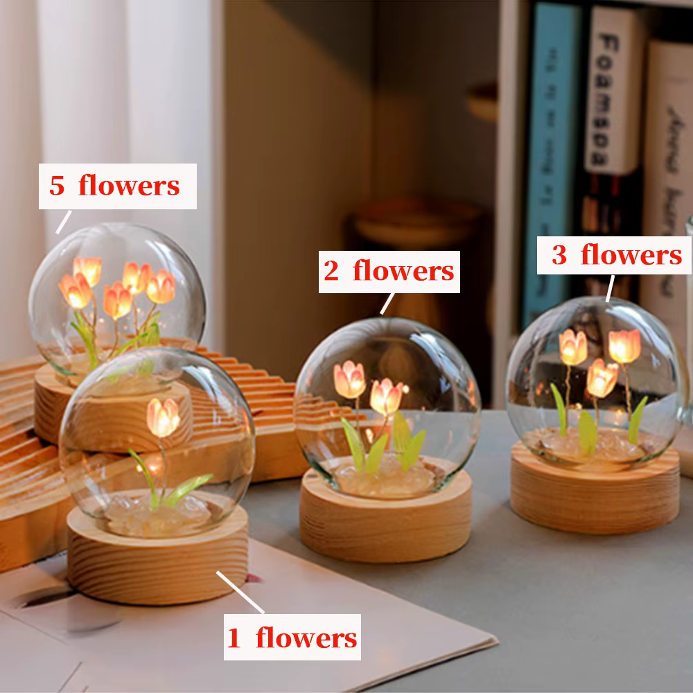 Tulipe veilleuse mignon lampe florale chambre décor saint valentin cadeau Lampara tulipanes petite amie bricolage matériel