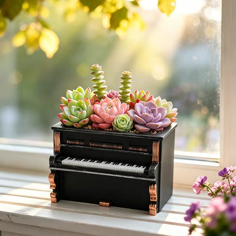 Mini pot de fleurs créatif en forme de piano