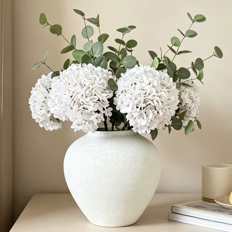 Grand vase rond en fer pour fleurs séchées