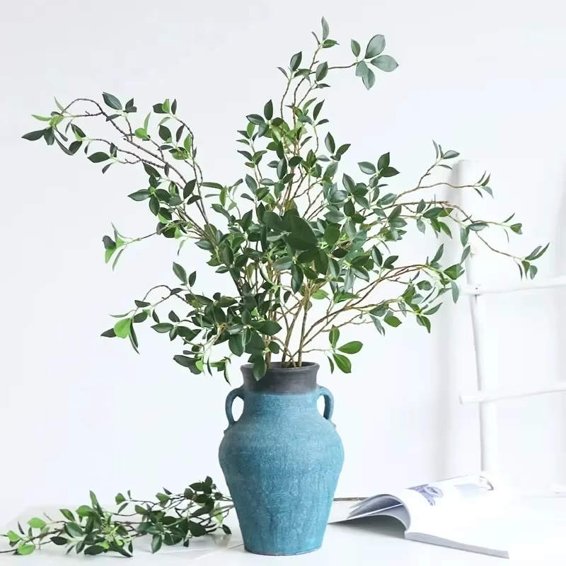 Tenuifolia Ficus feuilles d'arbre plantes artificielles Branches longue tige maison décoration de mariage Table extérieure jardin fausse plante
