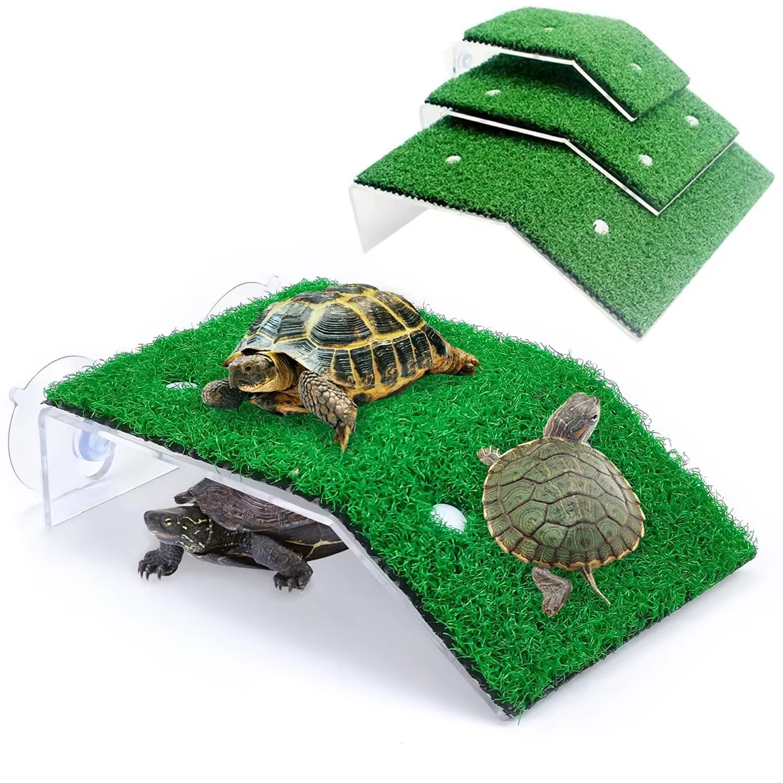 Plate-forme de se prélasser pour tortues, Simulation de repos, rampe de pelouse, quai de tortue, île flottante, Terrarium pour Reptile, accessoire d'aquarium