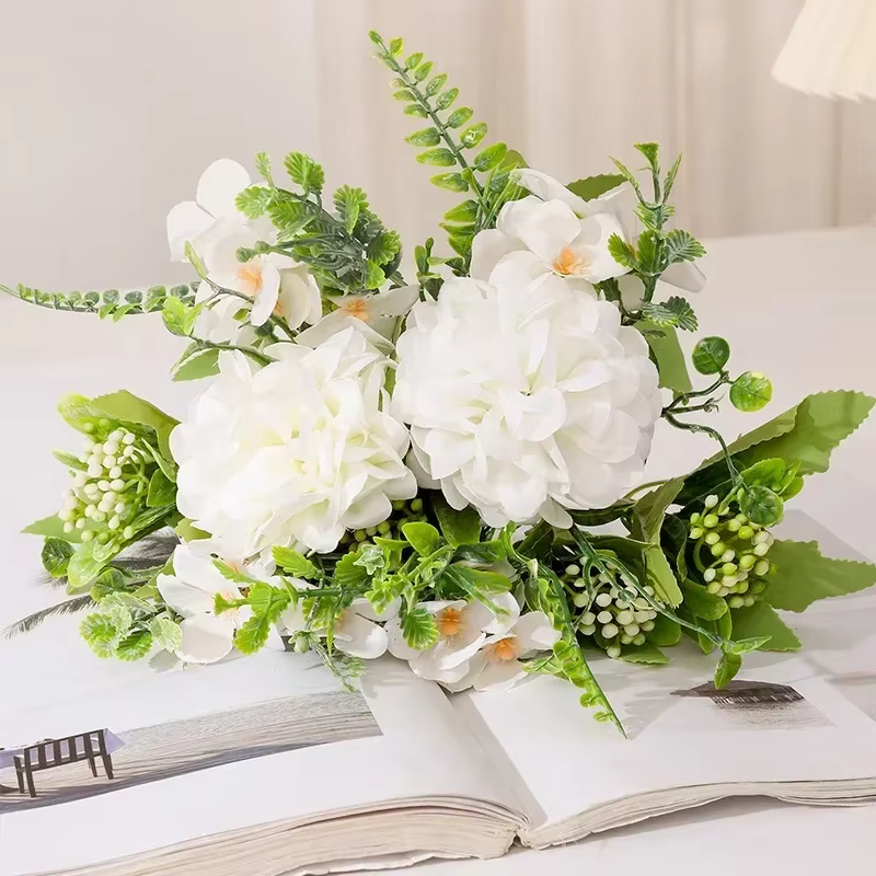 Fleurs artificielles couleur automne Tennis de Table chrysanthème soie Simulation fleur mariage Floral décor à la maison boule chrysanthèmes