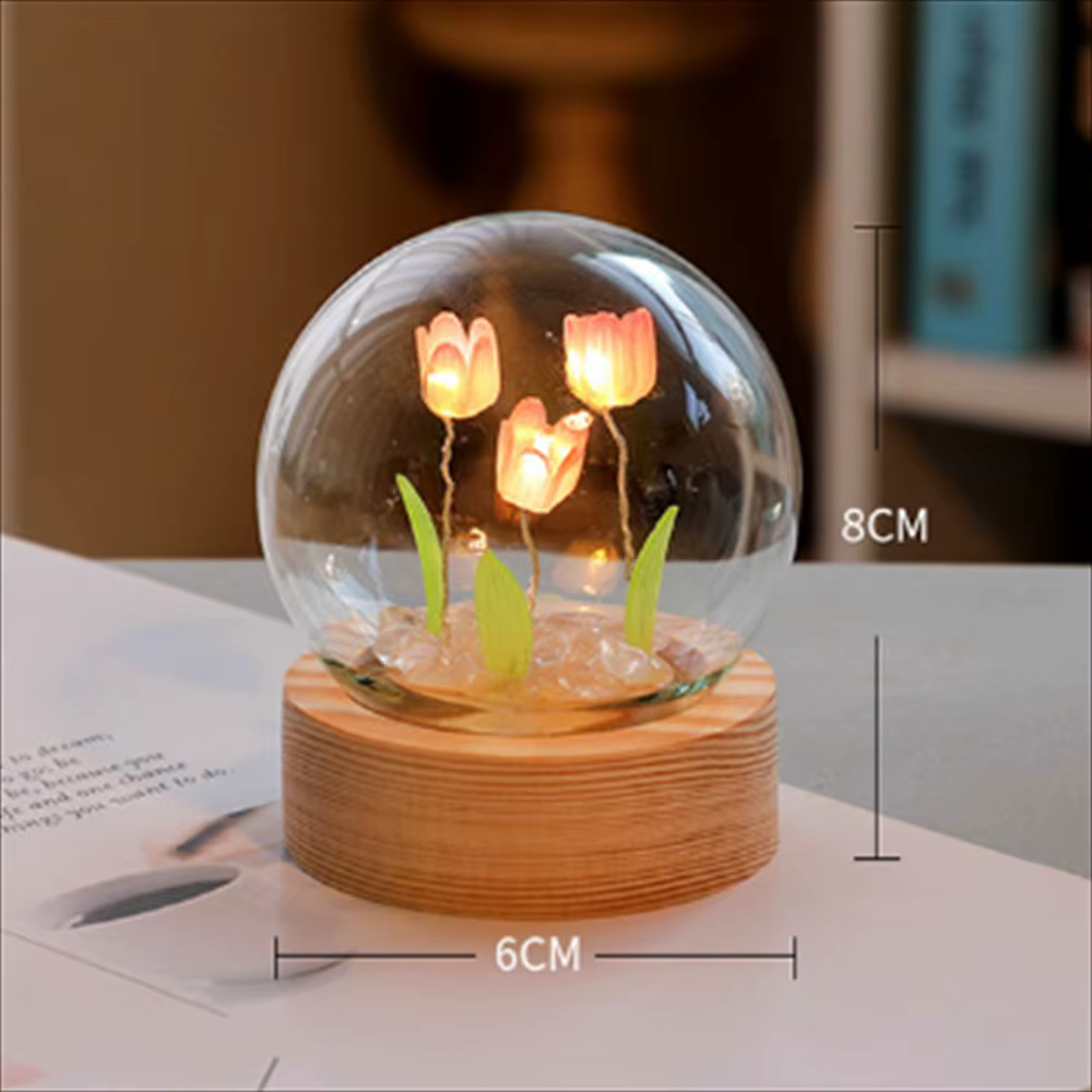 Tulipe veilleuse mignon lampe florale chambre décor saint valentin cadeau Lampara tulipanes petite amie bricolage matériel