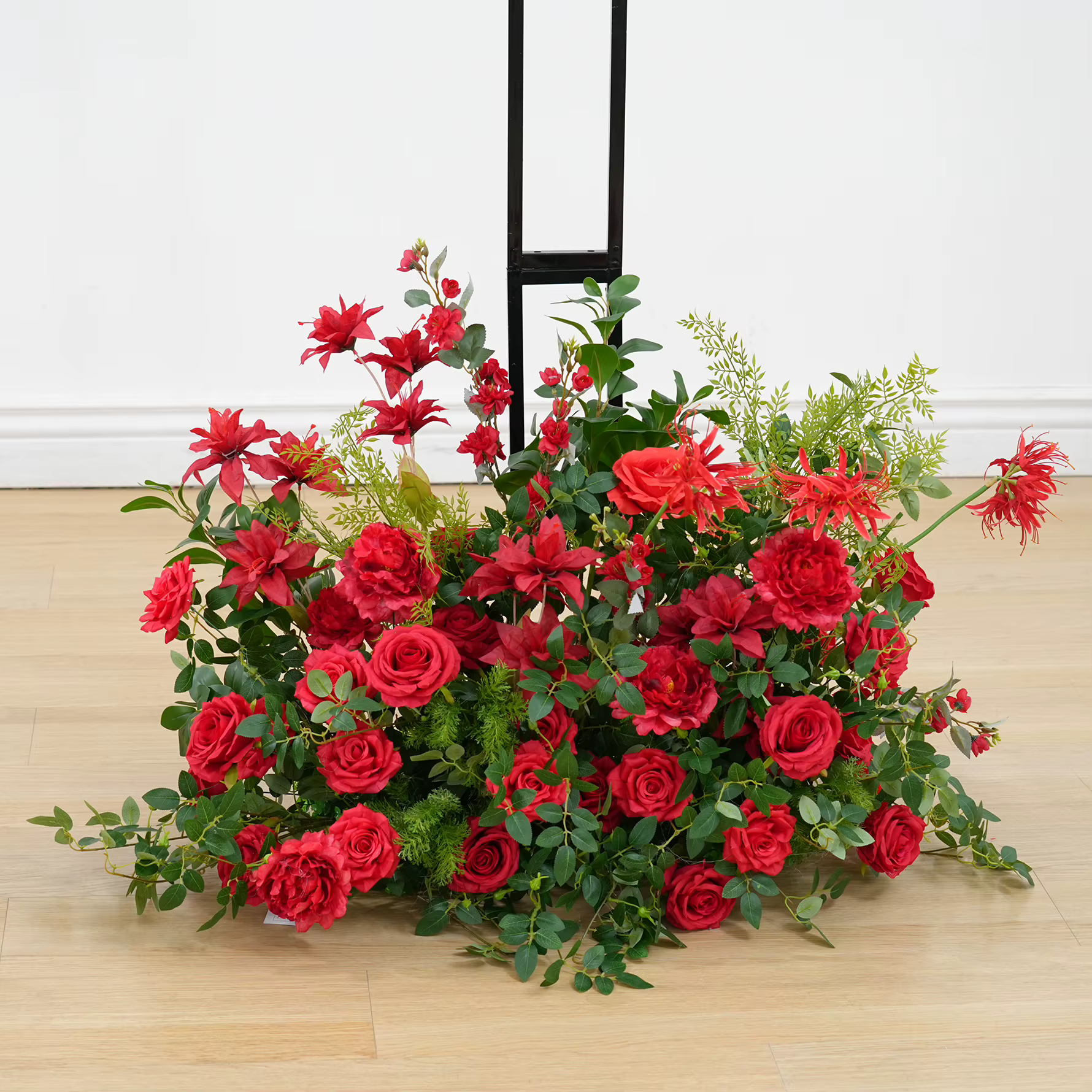 Mori vert Rose Rose accrocher fleur rangée mariage toile de fond arc décor allée sol Floral événement fête accessoires fenêtres affichage C8922