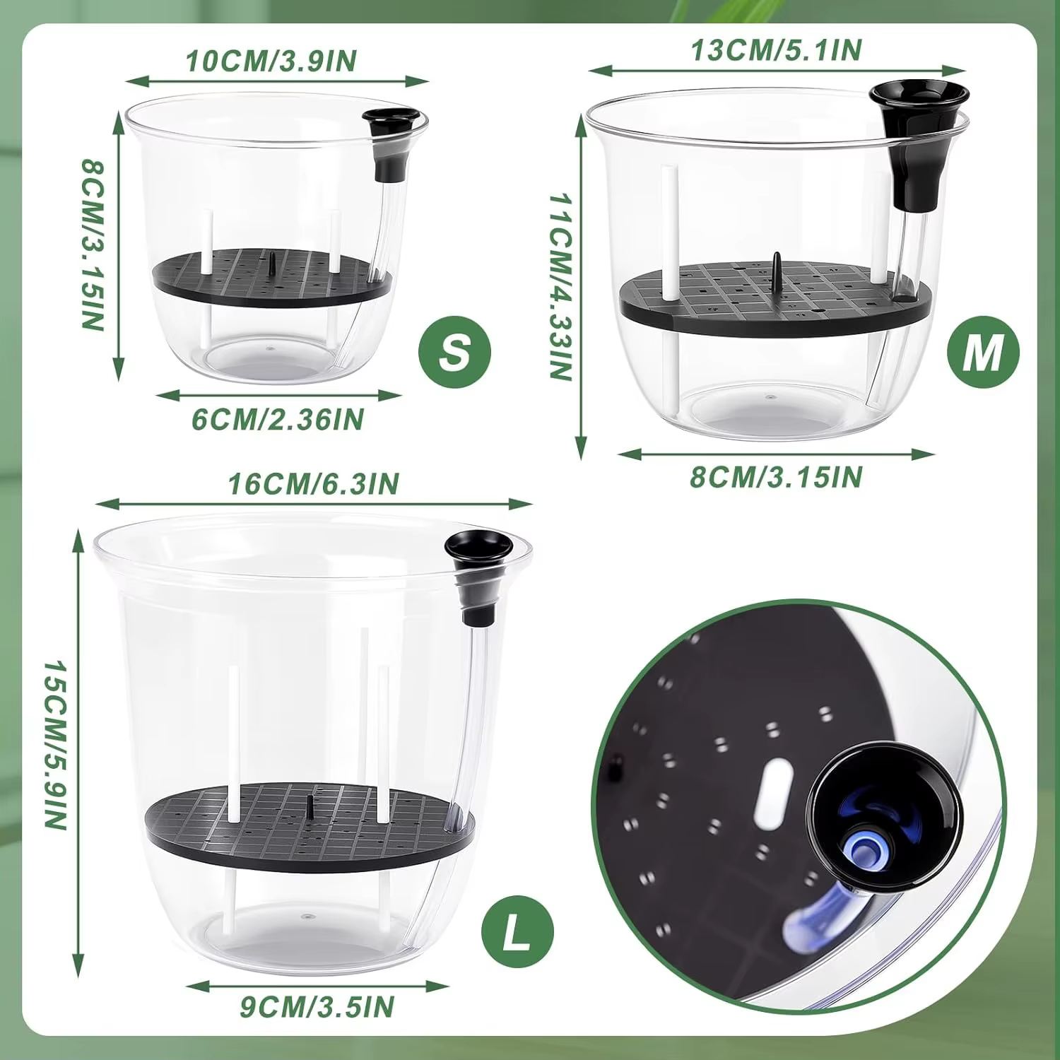 Lot de 2 pots auto-arrosants