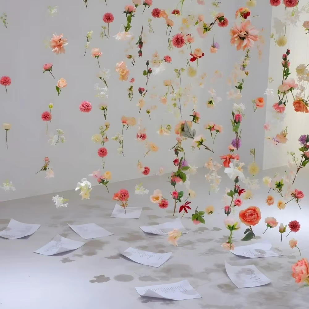 Rideau de fleurs artificielles flottantes de style bohème