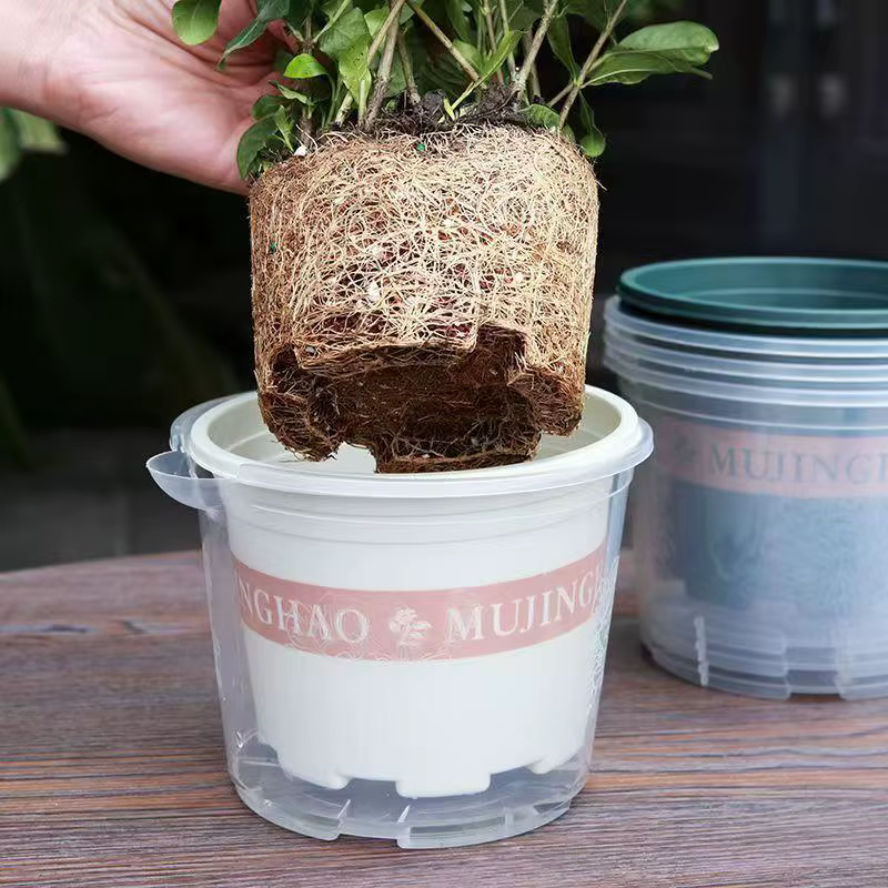 Pot de fleurs en plastique auto-arrosant à double couche pour plantes hydroponiques