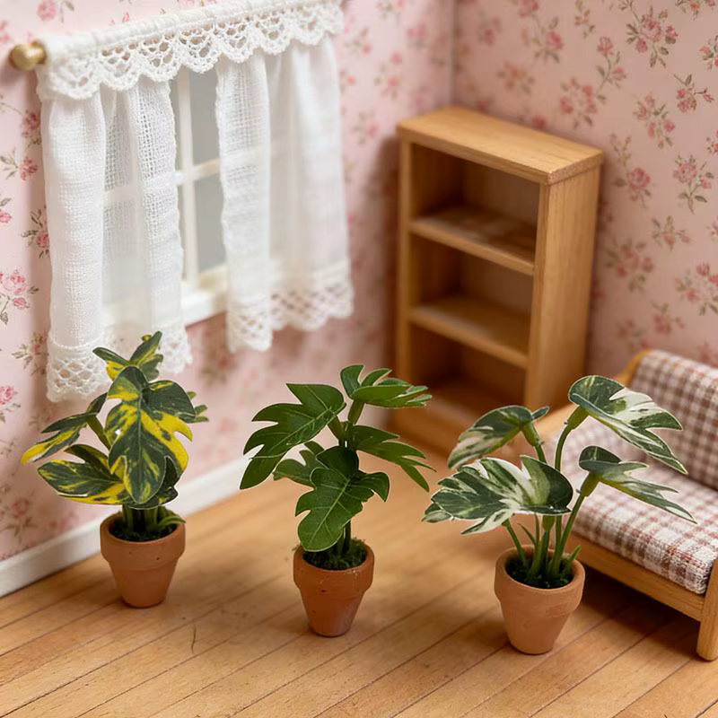 Plantes en pot 1 pièce Décoration d'intérieur Mini Taro Turtle Back Green Dollhouse Style scandinave Modèle photographique