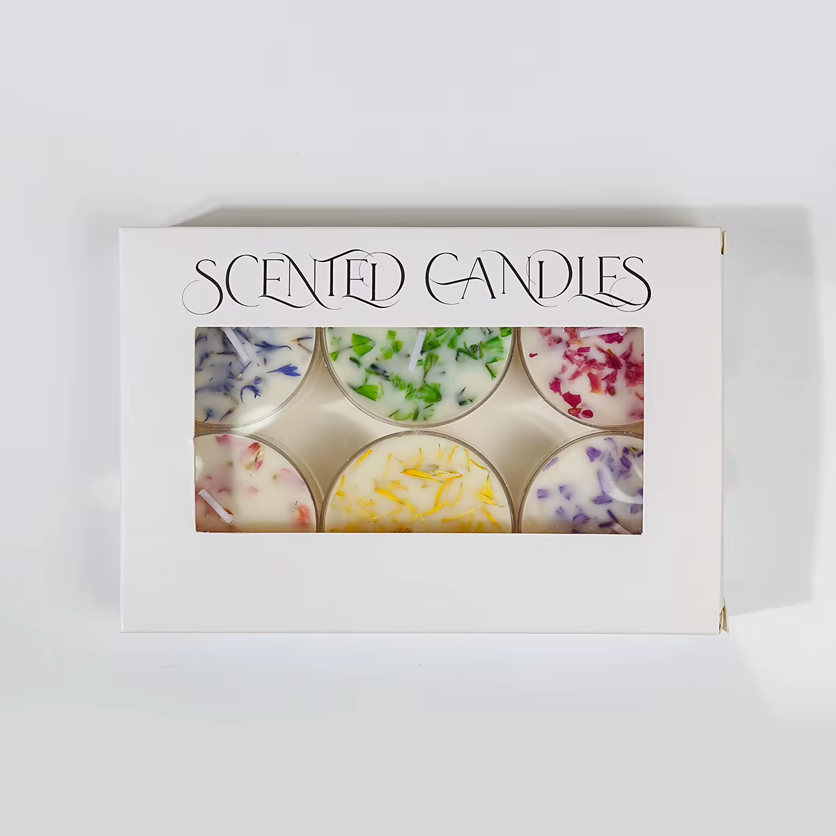 Coffret cadeau de bougie d'aromathérapie florale (6 pièces) – Décor floral conservé avec 6 parfums