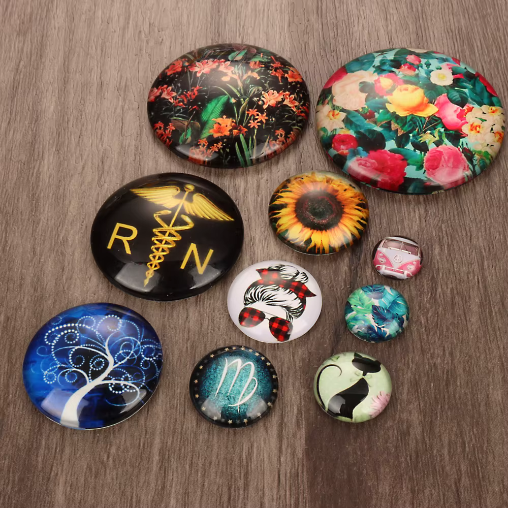 Cabochons Ronds en Verre sur Mesure, Coordinateur des Résultats de Bijoux, 10mm, 12mm, 14mm, 16mm, 18mm, 20mm, 25mm, 30mm, 35mm, 40mm