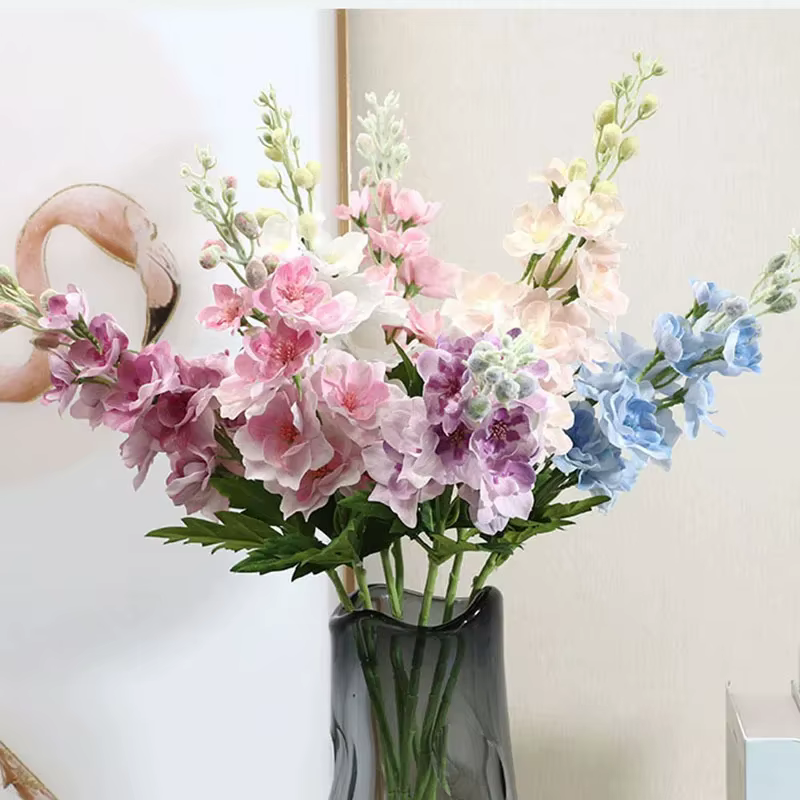 Fleurs Artificielles Hydratantes au Toucher Réel Delphinium