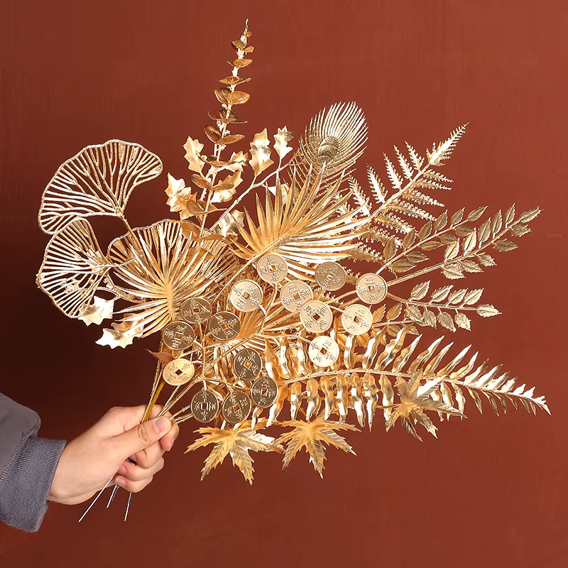 Plantes Artificielles Dorées pour Décoration de Maison