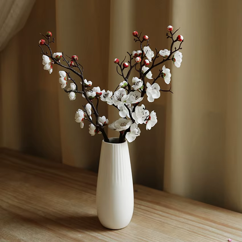 1pcs fleurs artificielles fleur de prunier pêche branche soie