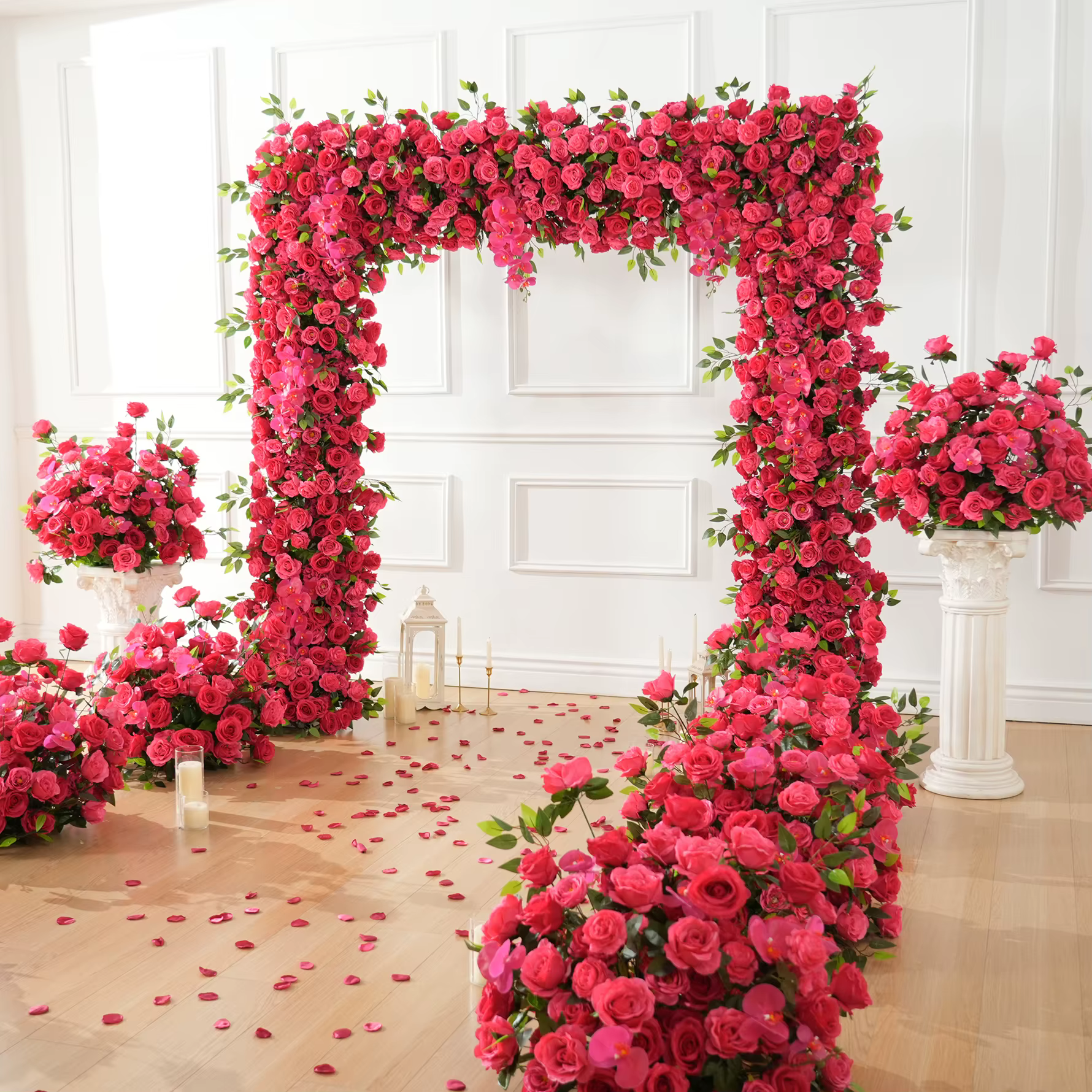 CHUXIN C9035 arc décor rouge Rose orchidée feuille de chêne Arrangement floral pour table de mariage rangées florales cérémonie sol Bouquet boules