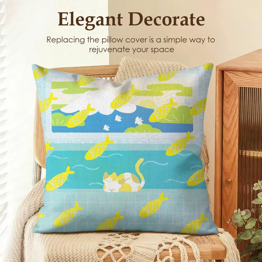 Housse de coussin à motif de fleurs sauvages et plantes rurales de printemps