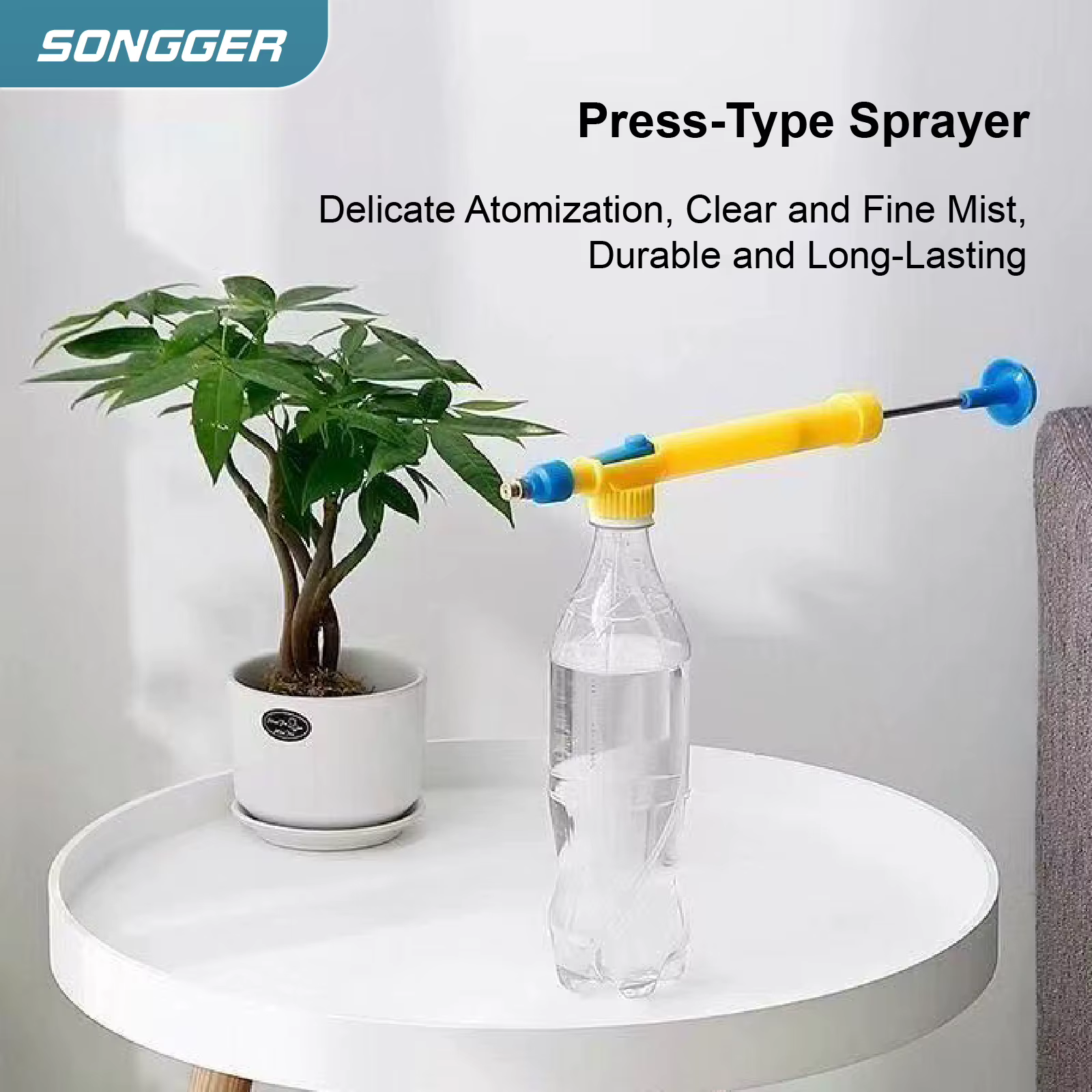 Pulvérisateur pour Bouteille Arrosoir Manuel Haute Pression pour Jardin Plantes Double Mode Brume et Jet Direct Buse en Laiton Tige en Acier Inoxydable