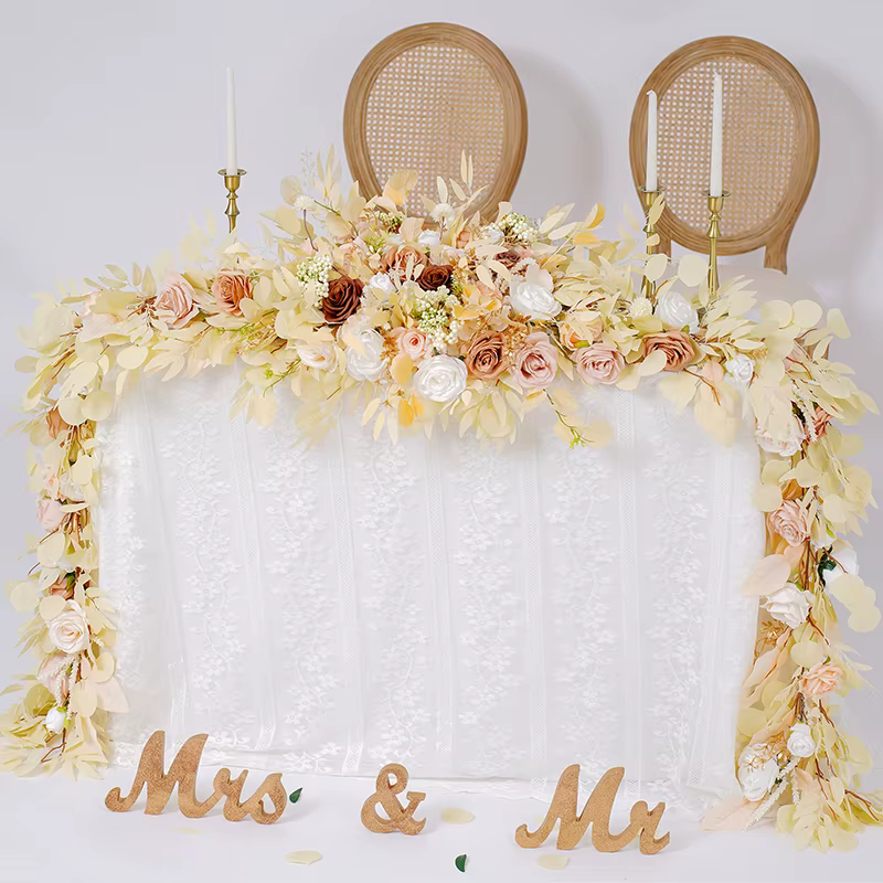 C8638 série Champagne avec Pampas herbe Table fleur église mariage réception Center Arrangement Floral fête événement décor accessoires
