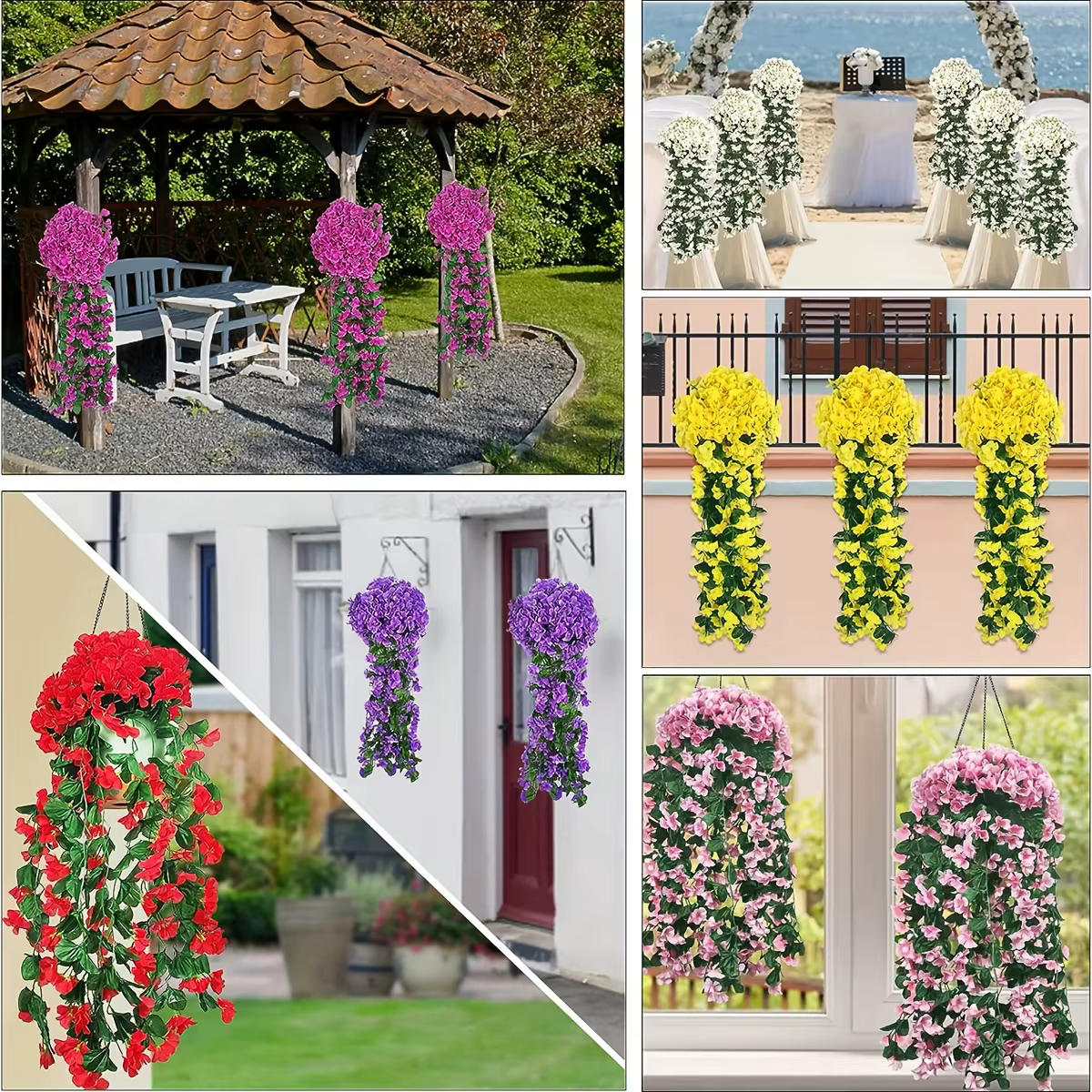 Fleurs artificielles longues roses en guirlande pour décoration murale intérieure