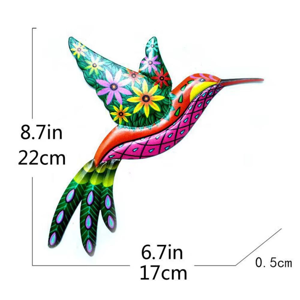 Oeuvre murale d'oiseau de colibri en métal