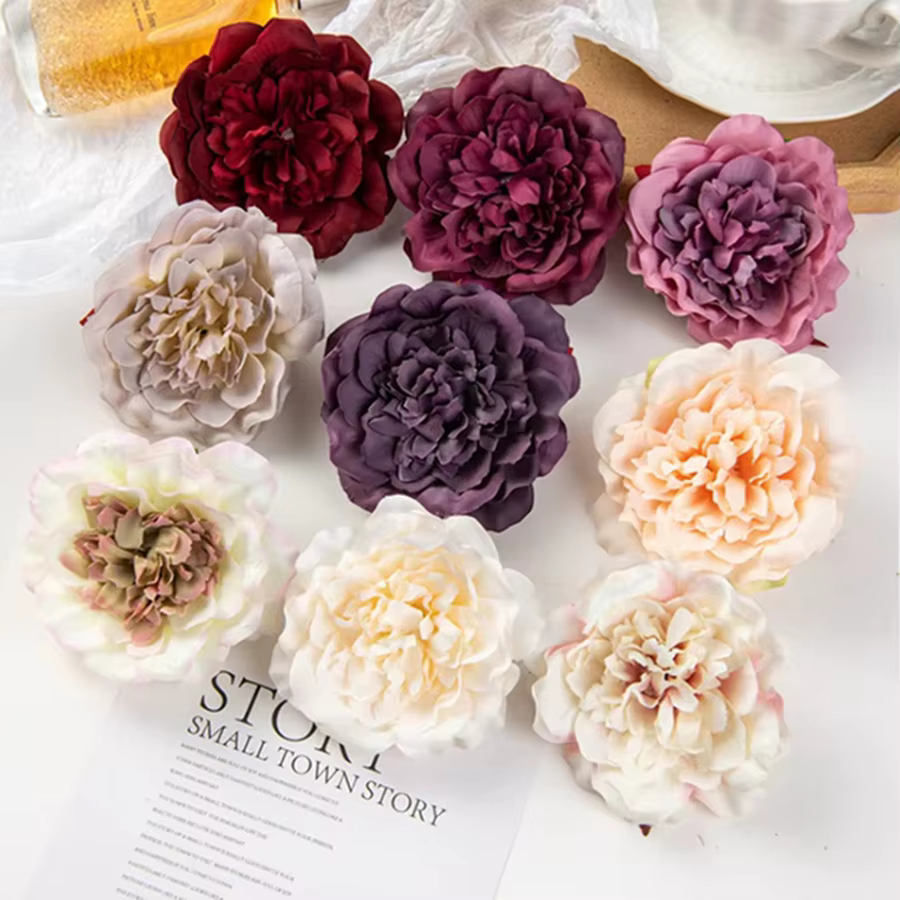 50/100PCS Fleurs Artificielles Pas Cher Décor À La Maison De Mariage Jardin Rose Arche Soie Dahlia Jolie Pivoine Guirlande Artistique Robe Accessoire