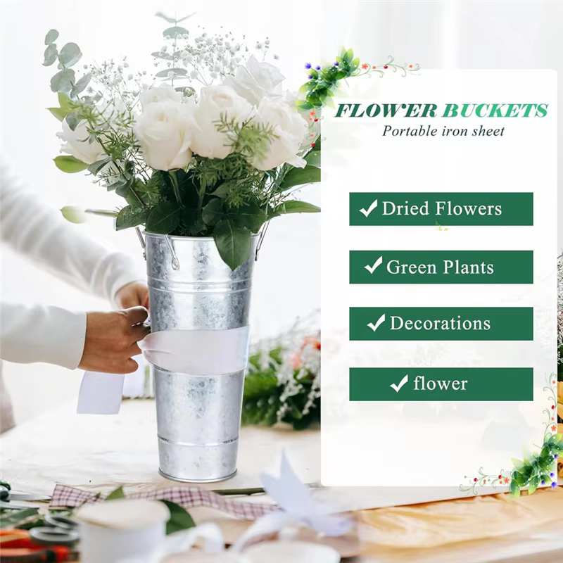 Barre de fleurs en seau galvanisé SOFT-6 pièces