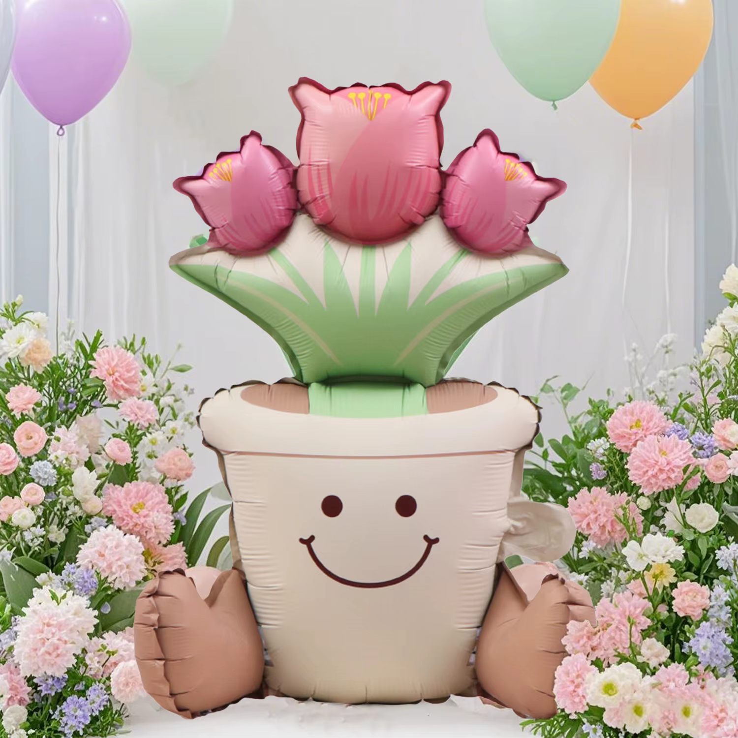 Ballon en pot de fleurs de Cactus et de tulipe mat