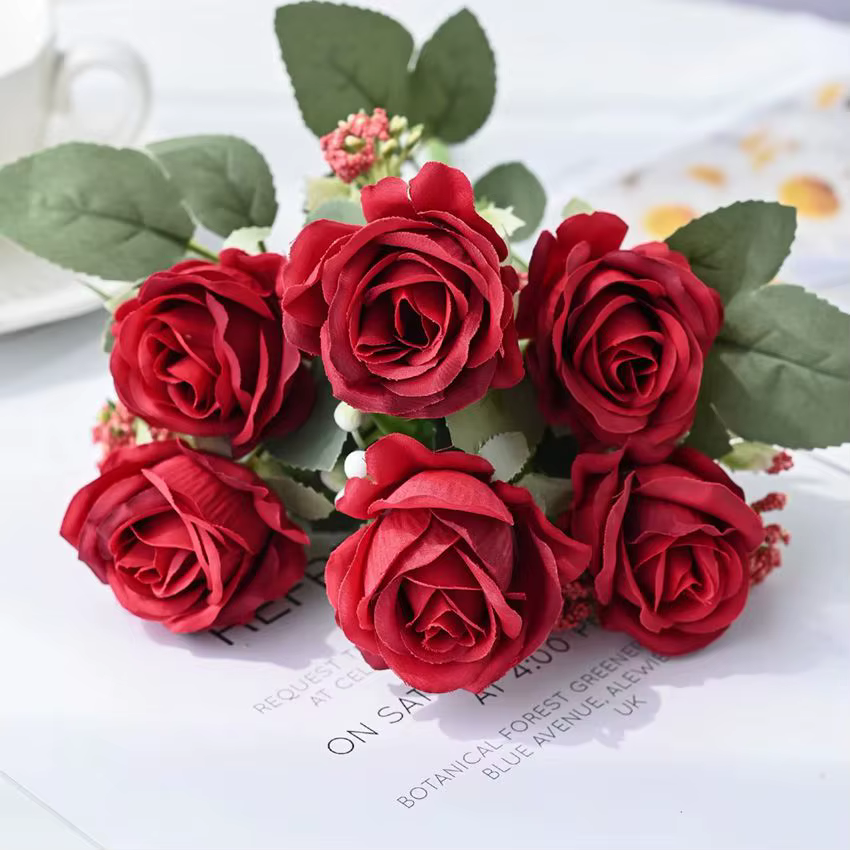 Fleurs artificielles Soie Rose Bouquet pour Festival Jardin Maison Table vase De Mariage