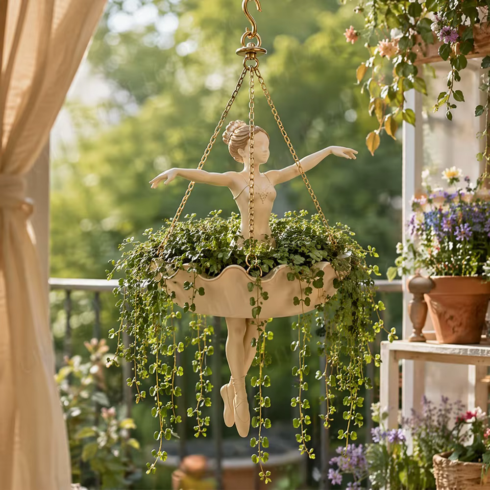 Pot de fleurs suspendu en résine