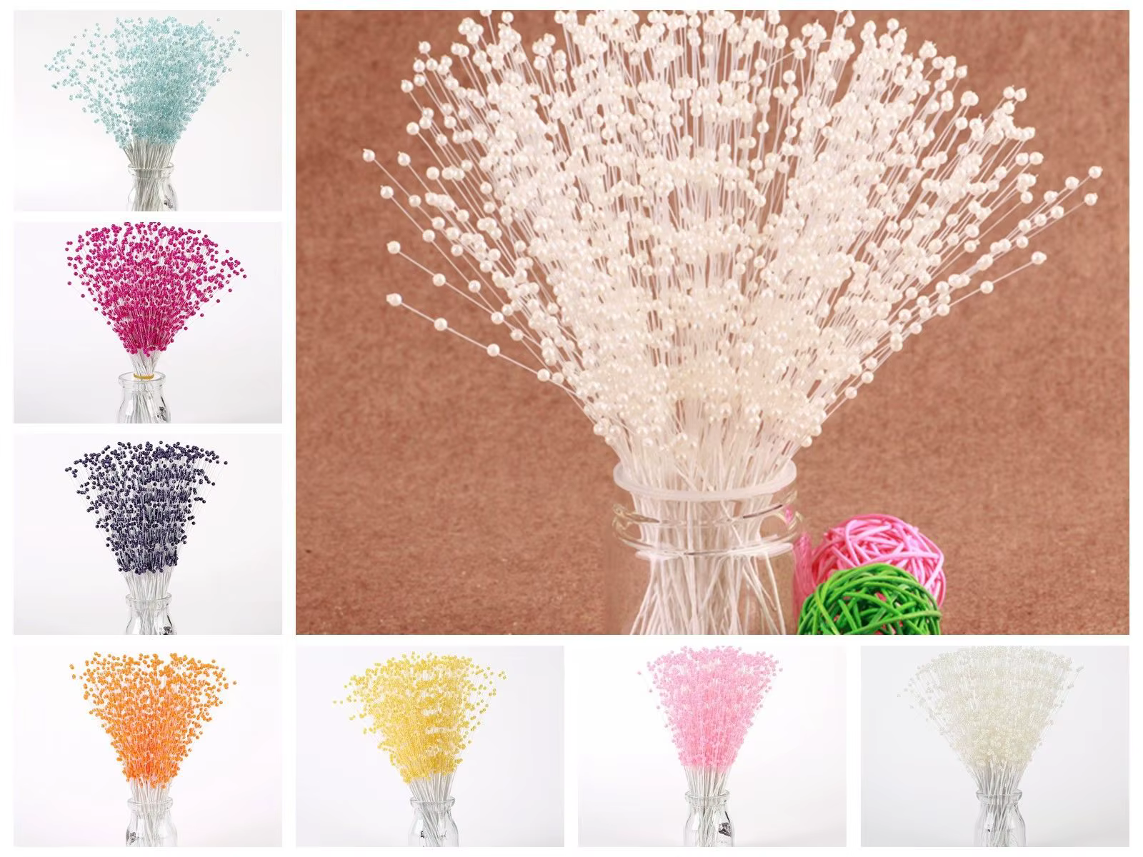 Guirxiété de tiges de fleurs en perles, spray pour patients, bouquet pour fête de mariage, 20 pièces