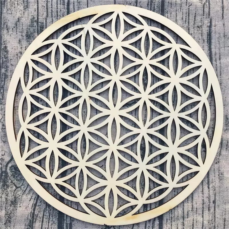 Planche à grille en bois et cristal, fleur de vie, Chakra géométrique sacré, décoration murale artistique, décoration spirituelle pour la maison, pour le Yoga/Méditation
